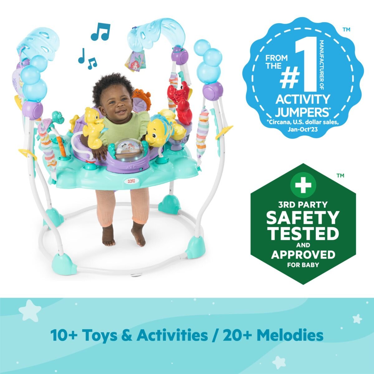 Bright Starts Disney The Little Mermaid Sea of Activities Baby Activity Jumper - Image 3