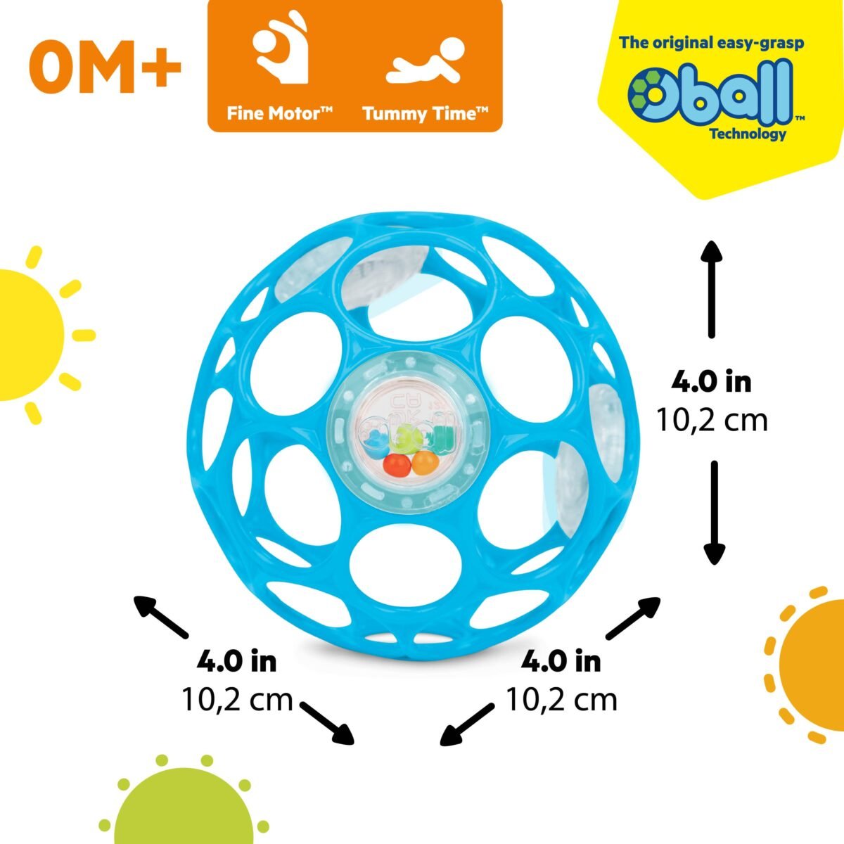Bright Starts Oball Easy-Grasp Baby Rattle Toy – Blue - Image 4