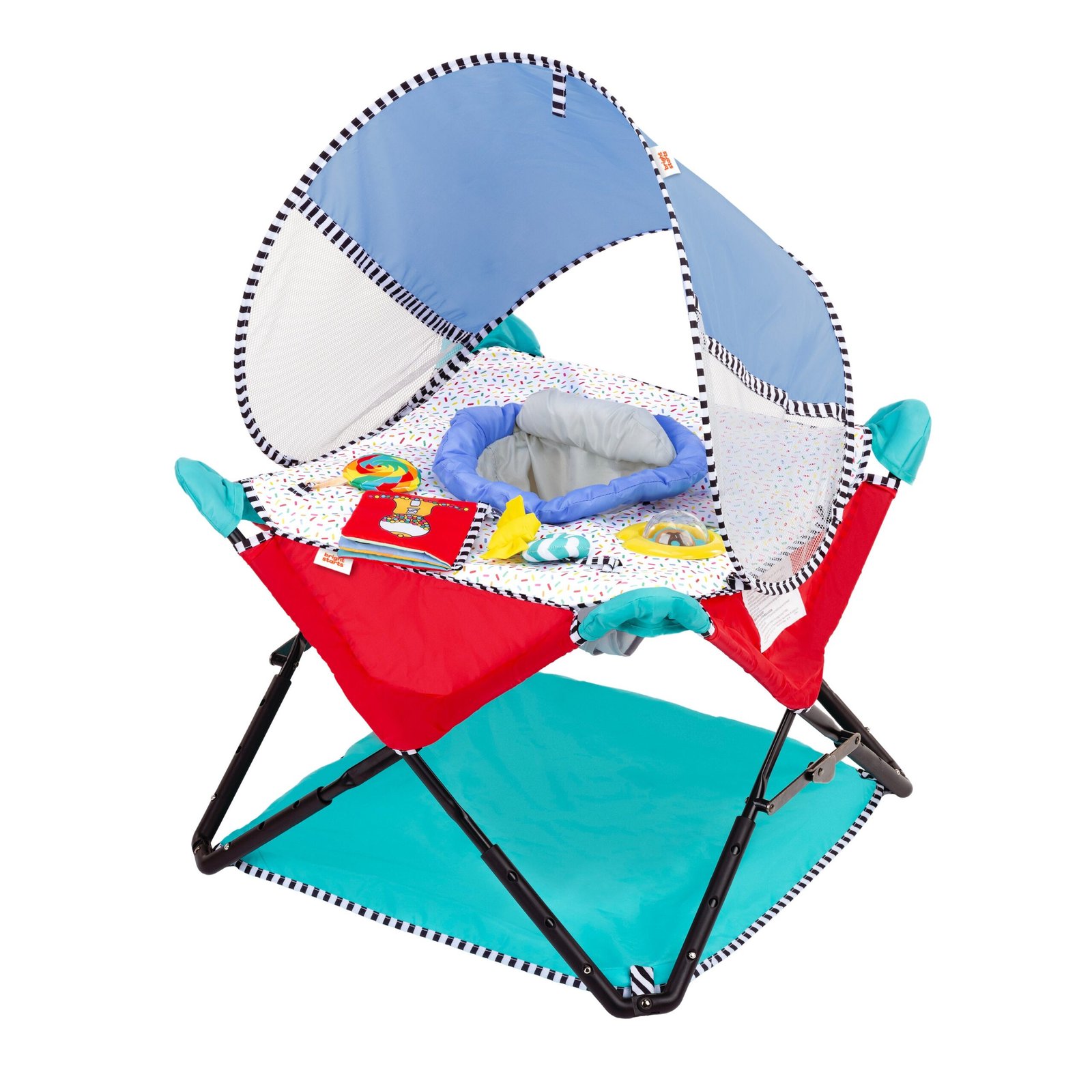 f4ce9d5d9f523faafd5ad2f3f6b7c228608f18aa.jpg Bright Starts Pop 'N Jump Portable Activity Jumper – Sweet Treats Baby Activity Center with Interactive Toys - Image 1