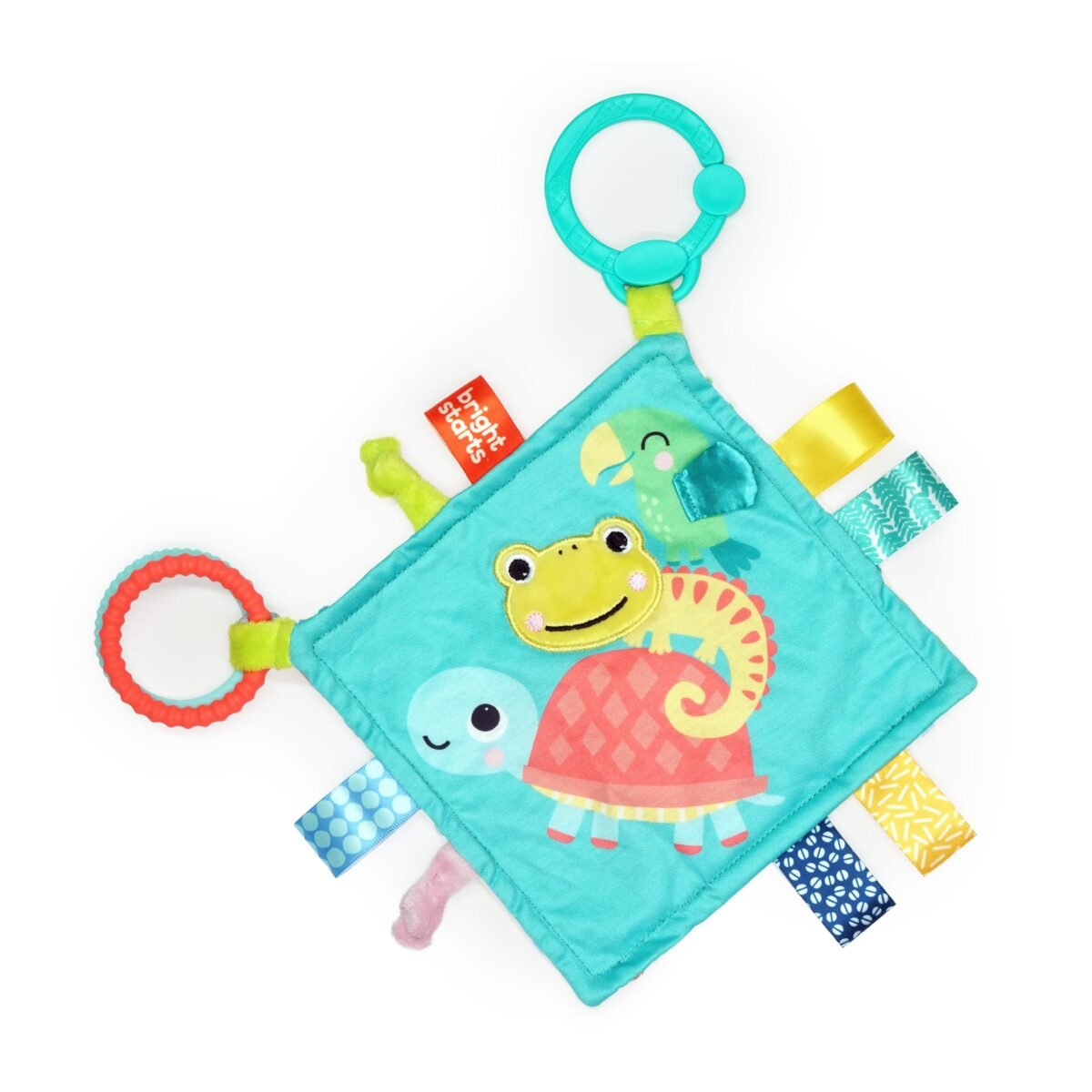 Bright Starts Fuzzy Feelies Plush Security Blankie with Sensory Textures - Image 2