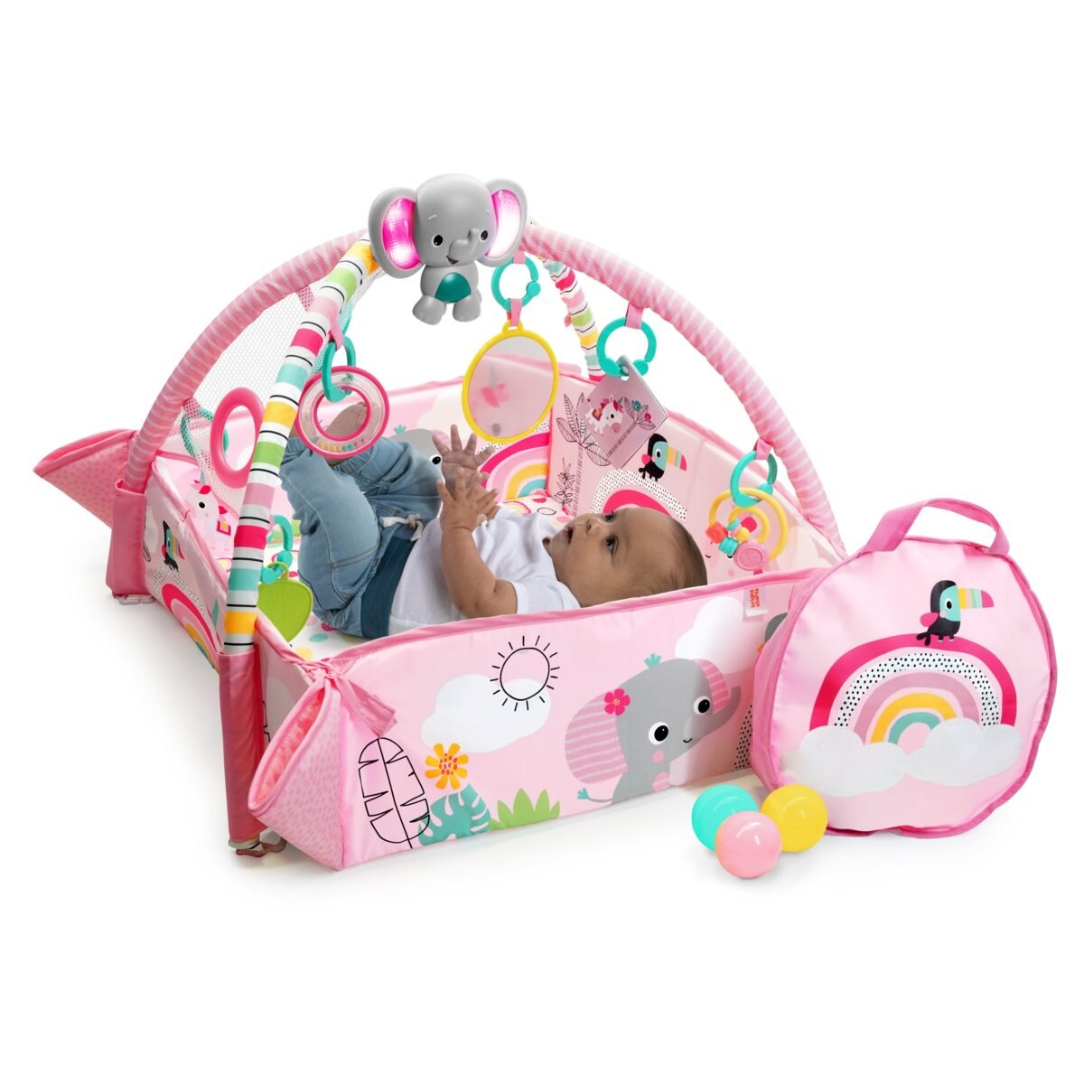 Bright Starts 5-in-1 Your Way Ball Play Baby Activity Gym & Ball Pit – Rainbow Tropics - Image 5