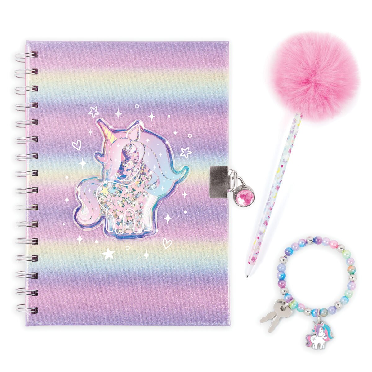 Glimmer and Glow Unicorn Locking Journal Set – Secret Diary with Stationery for Kids - Image 2