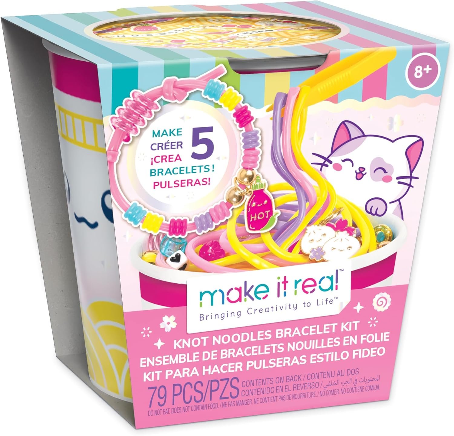 71WMzdGxltL._AC_SL1500_.jpg Make It Real Knot Noodles Bracelet Kit – DIY Friendship Bracelet Set to Make 5 Bracelets - Image 1