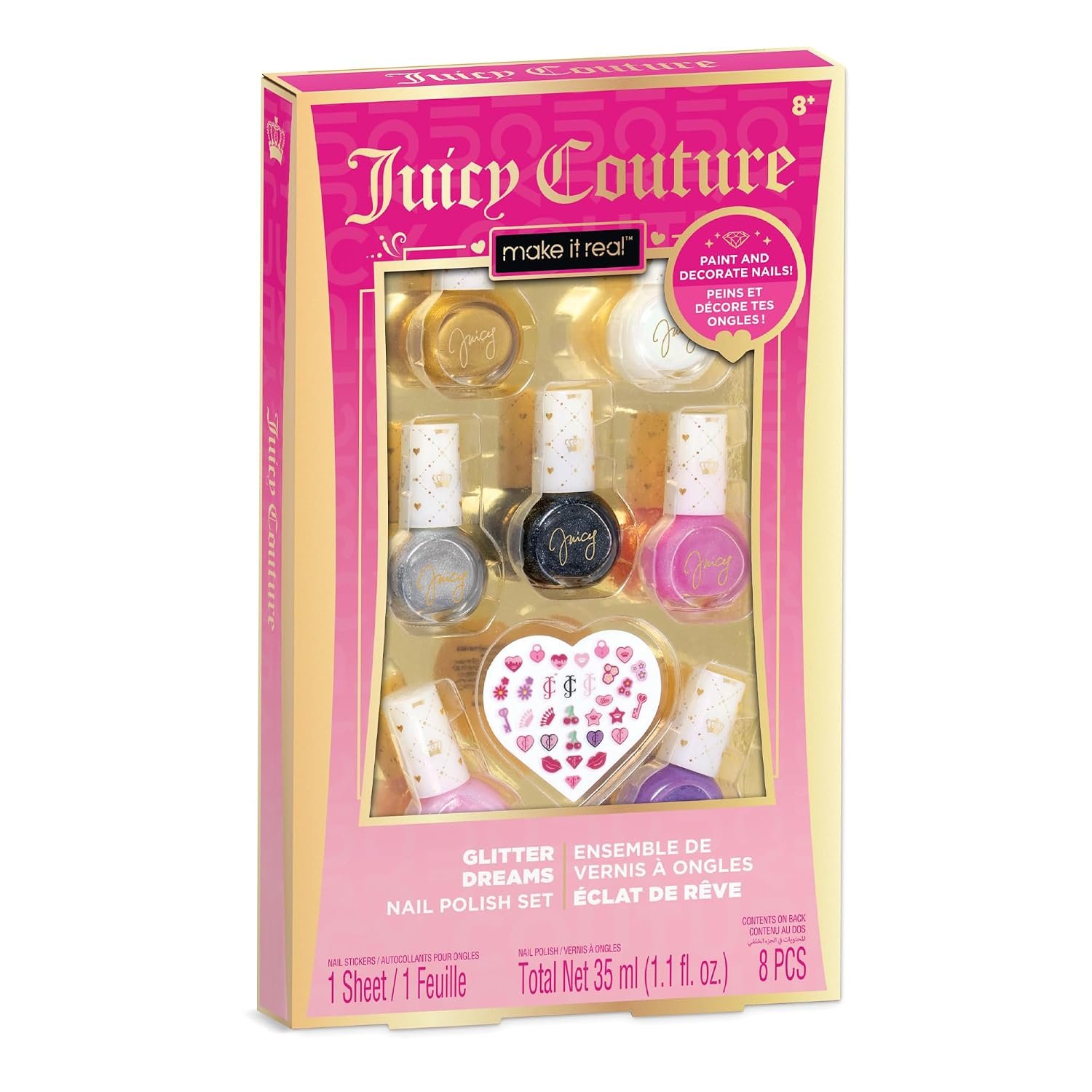 71j77fa9R1L._SL1500_.jpg Juicy Couture Glitter Dreams Nail Polish Set – Kids' Glam Nail Art & Beauty Kit - Image 1