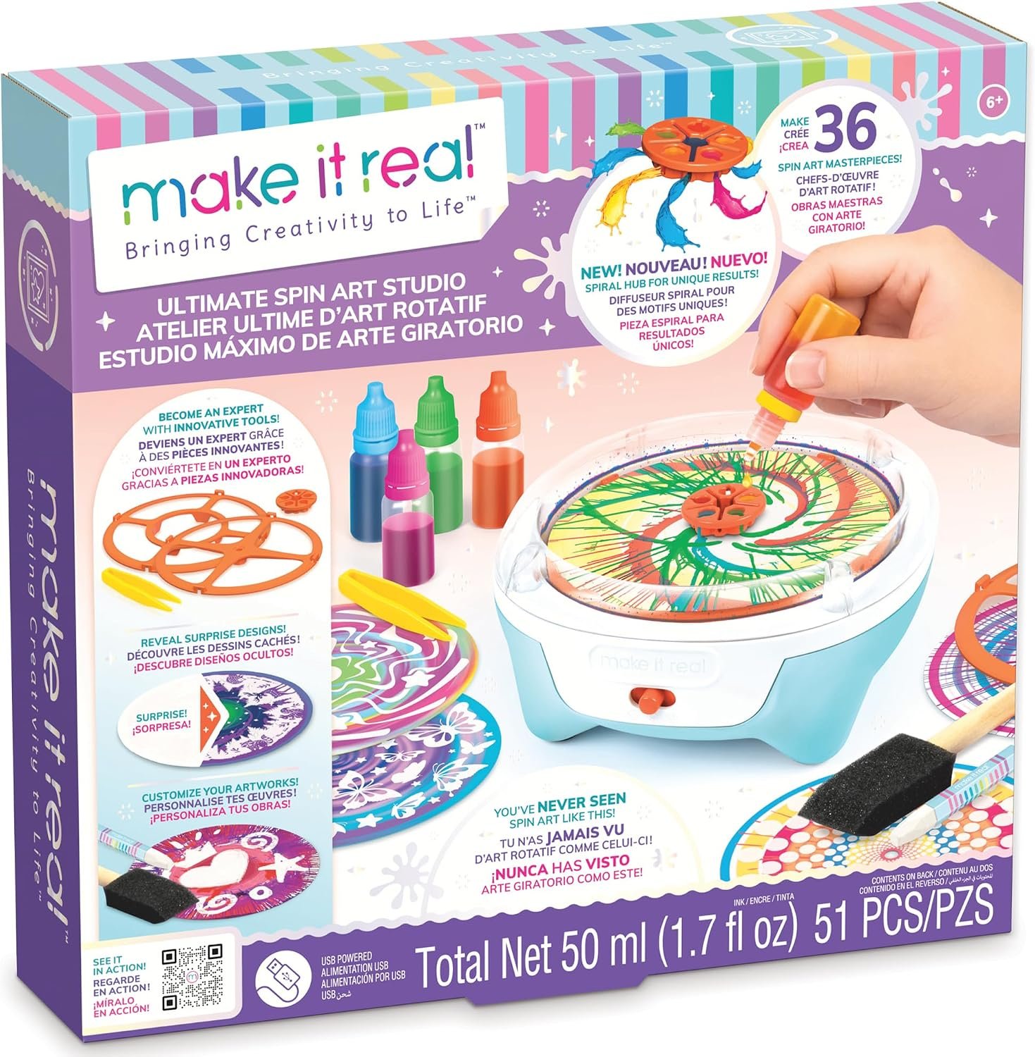 81W8nEHUOML._AC_SL1500_.jpg Make It Real Spin Art Innovation Station – Creative Spin Art Studio for Kids - Image 1